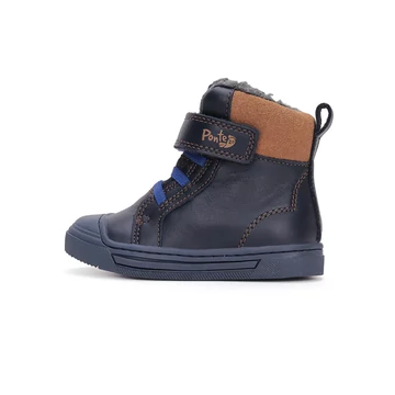 Ponte20 szupinált bélelt téli kisfiú cipő sötétkék, barna