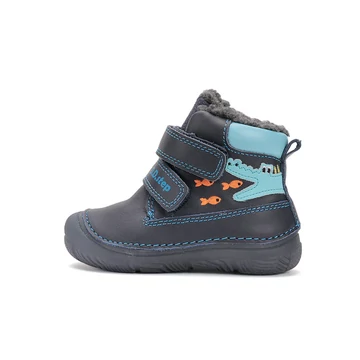 D.D.step bélelt téli kisfiú cipő sötétkék, kék, krokodilos