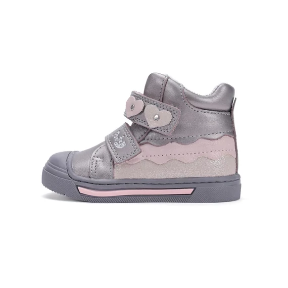 Ponte20 Ezüst halvány rózsaszín szivecskés szupinált kislány cipő