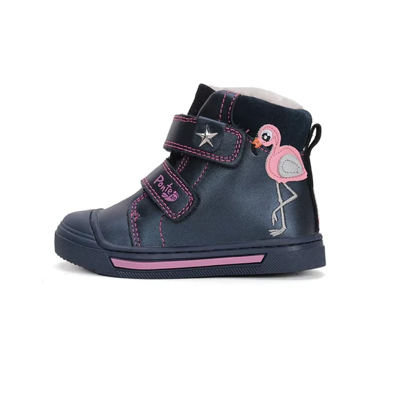 Ponte20 szupinált bélelt kislány téli cipő, sötétkék, flamingós