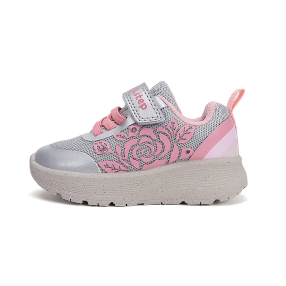 D.D.step kislány átmeneti sportcipő, rózsaszín, szürke, rózsás, led