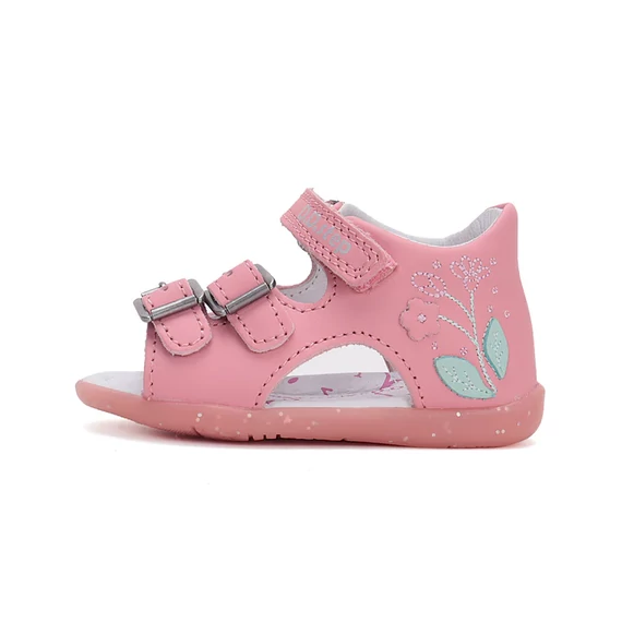 D.D.step kislány szandál pink, virágokkal, glitteres talppal