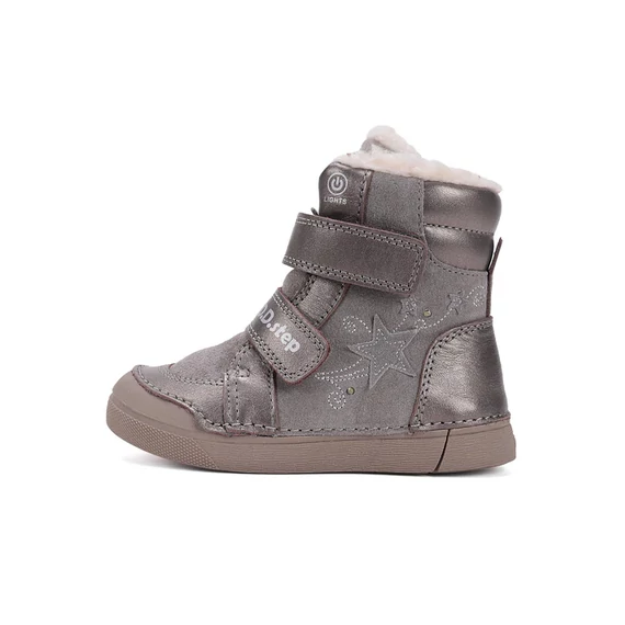 D.D.step kislány téli cipő bronz, csillagos, LED