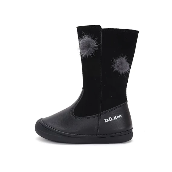 D.D.step bélelt téli kislány csizma, fekete